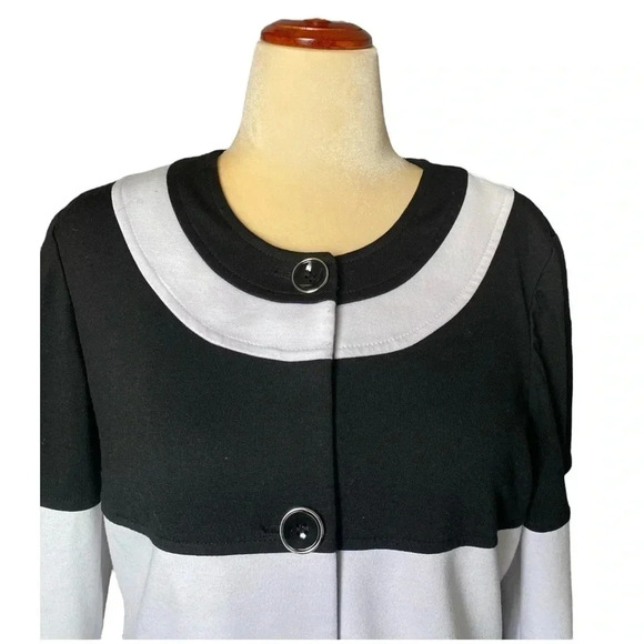 JONES NEW YORK | Women’s Black & White Block Striped Blazer Jacket Size L - Picture 2 of 6